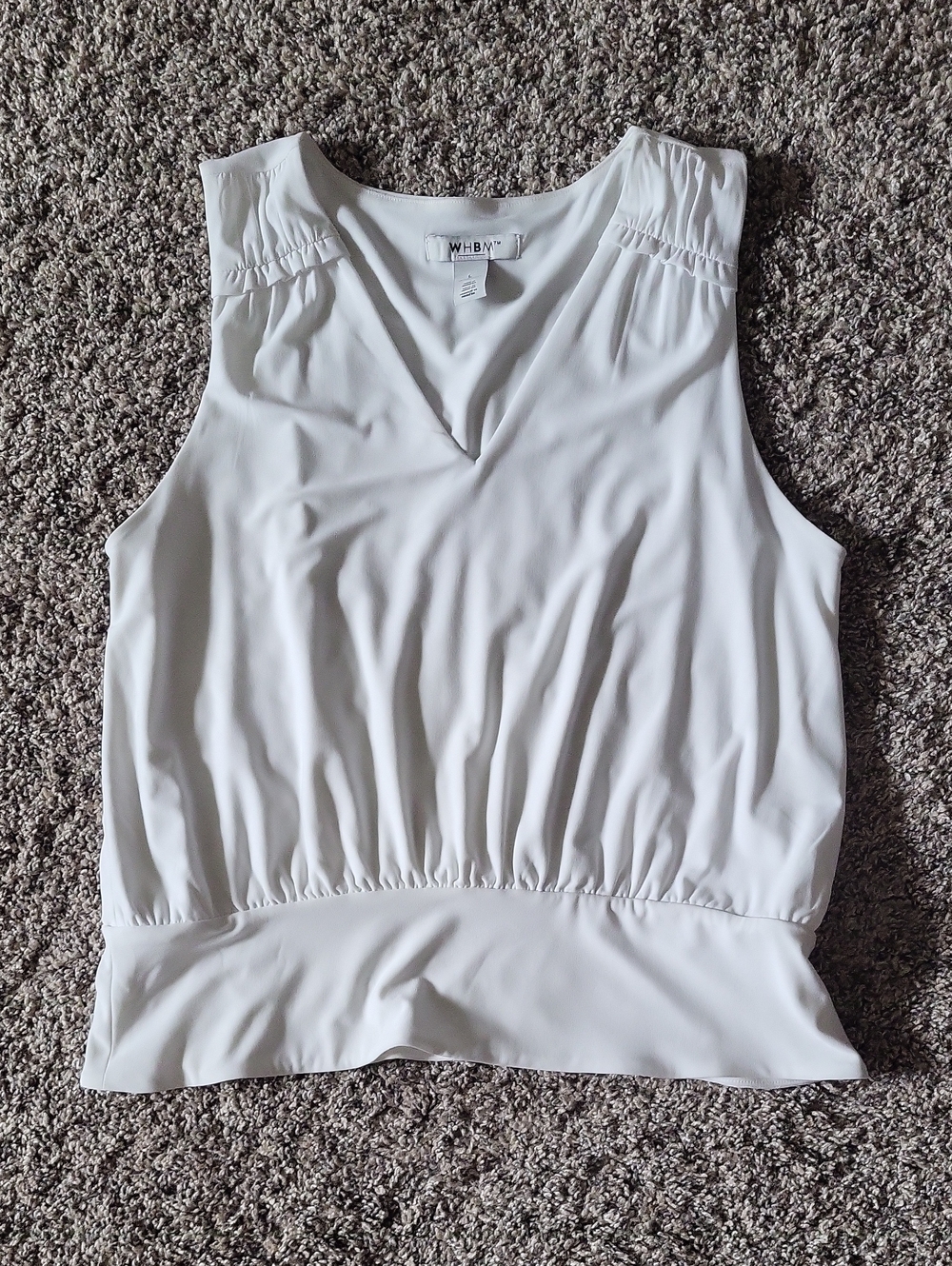 White House Black Market White Sleeveless V-Neck Tank Top